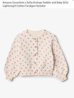 Amazon x Sofia Grainger Baby Girls' White Cardigan with Pink Strawberry Print